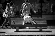 Queen Street Auckland city, black and white photo by Mike Wheelton